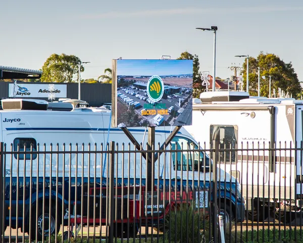 Permanent outdoor LED sign at Jayco Adelaide